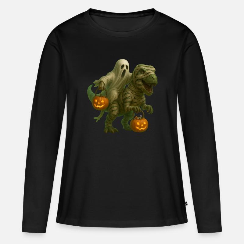 T-Rex - Frauen Premium Bio Langarmshirt - Schwarz