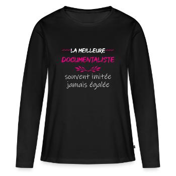 meilleure documentaliste document - T-shirt manches longues Premium bio Femme - noir - Devant - Julia (174cm)