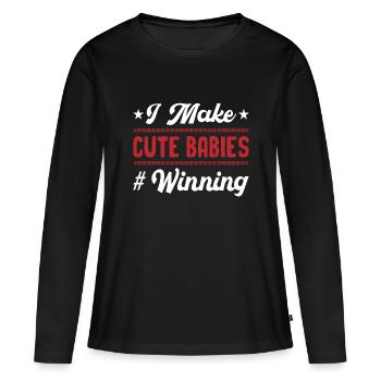 Fête des pères papa papa papa papa - T-shirt manches longues Premium bio Femme - noir - Devant - Julia (174cm)
