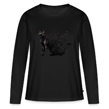 Chat de Bombay - T-shirt manches longues Premium bio Femme - noir - Devant - Julia (174cm)