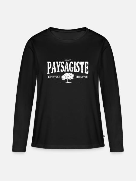 Landschaft - Frauen Premium Bio Langarmshirt - Schwarz