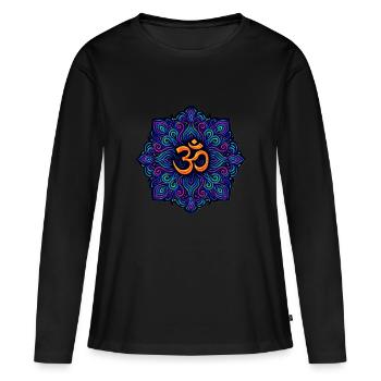 Goa Merch Mandala - Psytrance et Goa Party - T-shirt manches longues Premium bio Femme - noir - Devant - Julia (174cm)