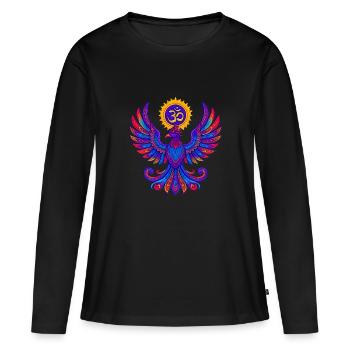 Goa Phoenix Spiritual - Psytrance et Goa Party - T-shirt manches longues Premium bio Femme - noir - Devant - Julia (174cm)