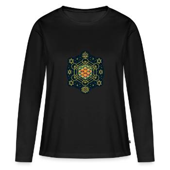 Goa Mandala - Psytrance et Goa Party - T-shirt manches longues Premium bio Femme - noir - Devant - Julia (174cm)