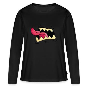 Crier monstre bouche dents langue - T-shirt manches longues Premium bio Femme - noir - Devant - Julia (174cm)