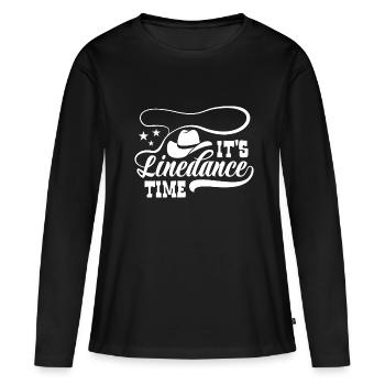 It's Linedance Time - Linedancing - Country Fan - Frauen Premium Bio Langarmshirt - Schwarz - Vorne - Julia (174cm)
