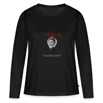 Tesla Nikola - T-shirt manches longues Premium bio Femme - noir - Devant - Julia (174cm)
