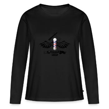 BARBER SHOP EFFILIERSCHERE - T-shirt manches longues Premium bio Femme - noir - Devant - Julia (174cm)