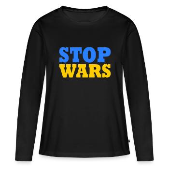 Stop war - Frauen Premium Bio Langarmshirt - Schwarz - Vorne - Julia (174cm)