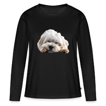 Coton de tuléar - T-shirt manches longues Premium bio Femme - noir - Devant - Julia (174cm)