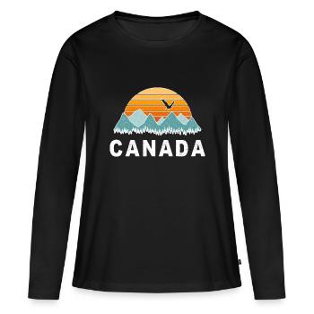 Canada vacances millésime nature et nature - T-shirt manches longues Premium bio Femme - noir - Devant - Julia (174cm)