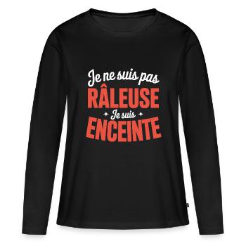 Grossesse Humour Maman Enceinte Raleuse - T-shirt manches longues Premium bio Femme - noir - Devant - Julia (174cm)