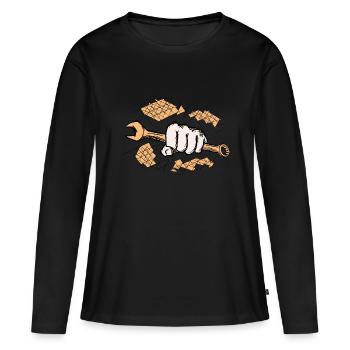 Clé à la main / poing, dessin - T-shirt manches longues Premium bio Femme - noir - Devant - Julia (174cm)