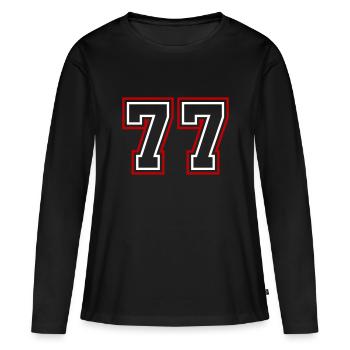 77 Numéro de numéro - T-shirt manches longues Premium bio Femme - noir - Devant - Julia (174cm)