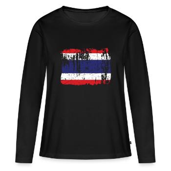 Thailand - Frauen Premium Bio Langarmshirt - Schwarz - Vorne - Julia (174cm)