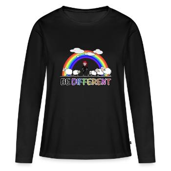 be different - sei anders - Frauen Premium Bio Langarmshirt - Schwarz - Vorne - Julia (174cm)