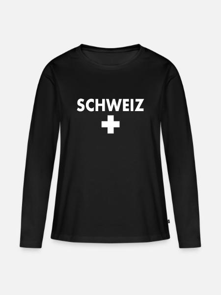 Schweiz - Frauen Premium Bio Langarmshirt - Schwarz