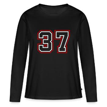 37 Numéro de numéro - T-shirt manches longues Premium bio Femme - noir - Devant - Julia (174cm)