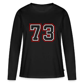 73 Numéro de numéro - T-shirt manches longues Premium bio Femme - noir - Devant - Julia (174cm)