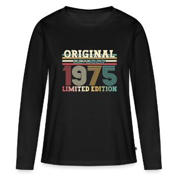 50. Geburtstag Original Oktober 1975 Jahrgang 75 - Frauen Premium Bio Langarmshirt - Schwarz - Vorne - Julia (174cm)