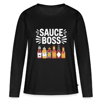Chef Des Sauces Humour Barbecue - T-shirt manches longues Premium bio Femme - noir - Devant - Julia (174cm)