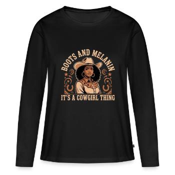 Western Country Afro Women - Women's Premium Organic Long Sleeve Shirt - black - Front - Julia (174cm)