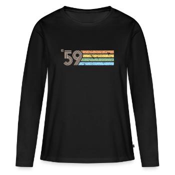Vintage né en 1959 Gif rétro 60e anniversaire - T-shirt manches longues Premium bio Femme - noir - Devant - Julia (174cm)