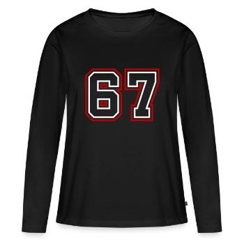 67 Numéro de numéro - T-shirt manches longues Premium bio Femme - noir - Devant - Julia (174cm)