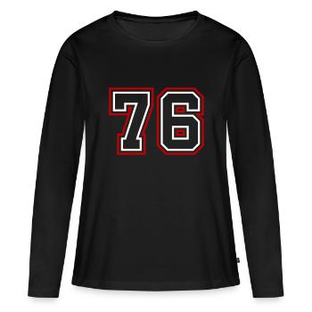 76 Numéro de numéro - T-shirt manches longues Premium bio Femme - noir - Devant - Julia (174cm)