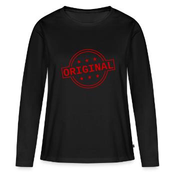 Emblème original - T-shirt manches longues Premium bio Femme - noir - Devant - Julia (174cm)