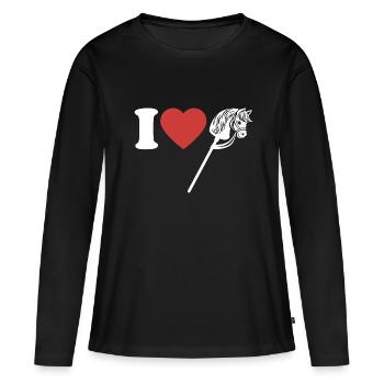 J’aime hobby cheval - Coeur - Hobby - T-shirt manches longues Premium bio Femme - noir - Devant - Julia (174cm)