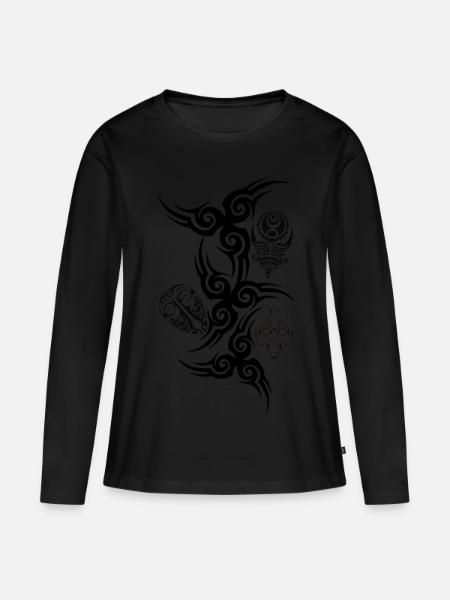 Tribal - Frauen Premium Bio Langarmshirt - Schwarz