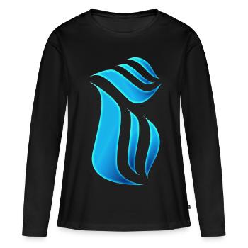 Bleu flamme - T-shirt manches longues Premium bio Femme - noir - Devant - Julia (174cm)