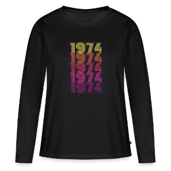 1974 Retro - Frauen Premium Bio Langarmshirt - Schwarz - Vorne - Julia (174cm)