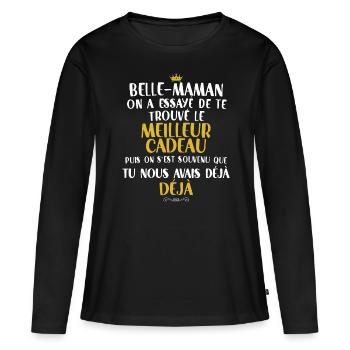 Belle maman le cadeau des enfants - T-shirt manches longues Premium bio Femme - noir - Devant - Julia (174cm)