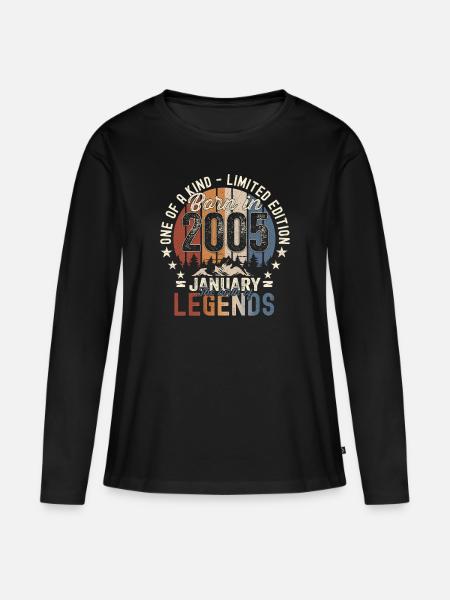 Jahrgang 2005 Januar 18. Geburtstag Geschenk Mann - Frauen Premium Bio Langarmshirt - Schwarz