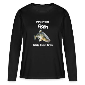 Pikeperch Pike Perch Mix of Fish Fishing Angler - Women's Premium Organic Long Sleeve Shirt - black - Front - Julia (174cm)