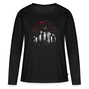 Métropole minimaliste sous la pluie - T-shirt manches longues Premium bio Femme - noir - Devant - Julia (174cm)