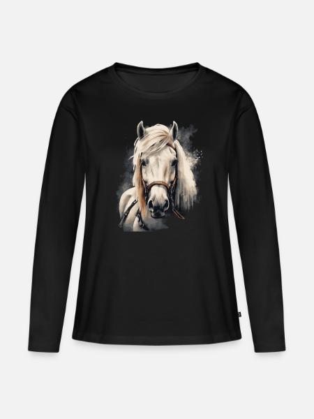 Islandpferd - Frauen Premium Bio Langarmshirt - Schwarz