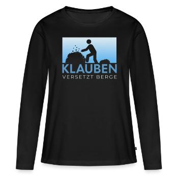 Klauben versetzt Berge Garten Humor Illustration - Frauen Premium Bio Langarmshirt - Schwarz - Vorne - Julia (174cm)