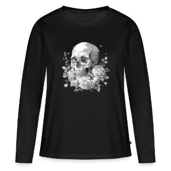 Blühendes Leben Und Vergänglichkeit - Frauen Premium Bio Langarmshirt - Schwarz - Vorne - Julia (174cm)