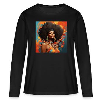 Afrikanische Lebendigkeit - Frauen Premium Bio Langarmshirt - Schwarz - Vorne - Julia (174cm)