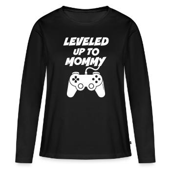 Aufgestiegen zur Mama - Frauen Premium Bio Langarmshirt - Schwarz - Vorne - Julia (174cm)