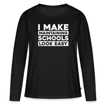 Administrateur de l’école - T-shirt manches longues Premium bio Femme - noir - Devant - Julia (174cm)