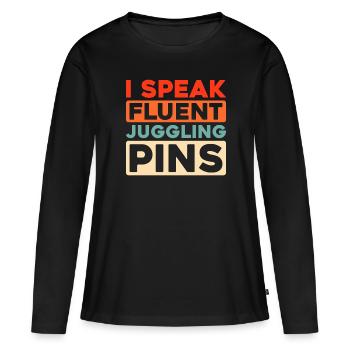 Jongleur - T-shirt manches longues Premium bio Femme - noir - Devant - Julia (174cm)