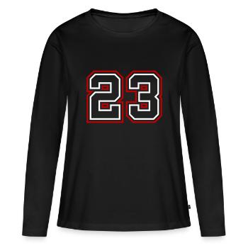 23 Numéro de numéro - T-shirt manches longues Premium bio Femme - noir - Devant - Julia (174cm)