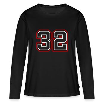 32 Numéro de numéro - T-shirt manches longues Premium bio Femme - noir - Devant - Julia (174cm)