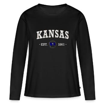 Kansas Est - T-shirt manches longues Premium bio Femme - noir - Devant - Julia (174cm)