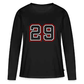 29 Numéro de numéro - T-shirt manches longues Premium bio Femme - noir - Devant - Julia (174cm)