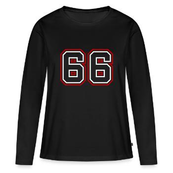 66 Numéro de numéro - T-shirt manches longues Premium bio Femme - noir - Devant - Julia (174cm)